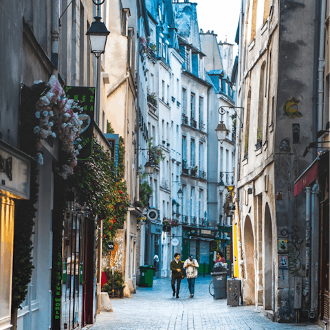 Wander the atmospheric streets of your Marais neighbourhood and discover fabulous bistros
