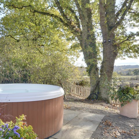 Take in views of the countryside from the hot tub