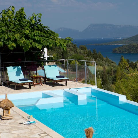 Soak up the sunshine on a lounger before plunging into the private pool