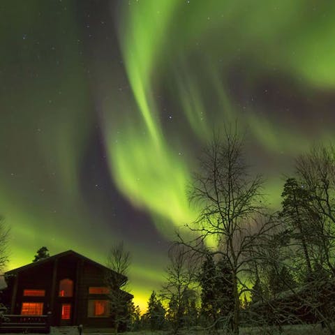Watch the stunning display of the northern lights right outside the home