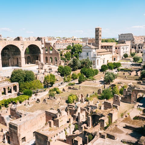 Take a tour of the ancient Roman Forum, a short walk away