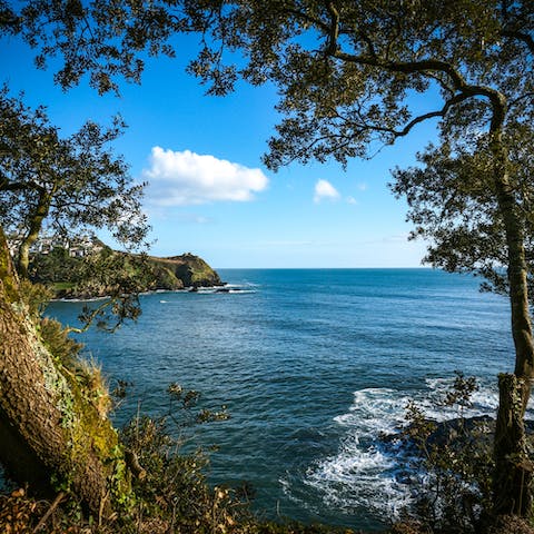 Explore Fowey's beautiful coastline – Readymoney Cove is a fourteen-minute walk away