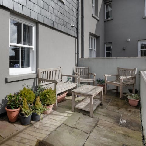 Enjoy your morning coffee on the sunny front porch