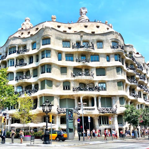 Stroll over to the unique Casa Milà, less than fifteen minutes away