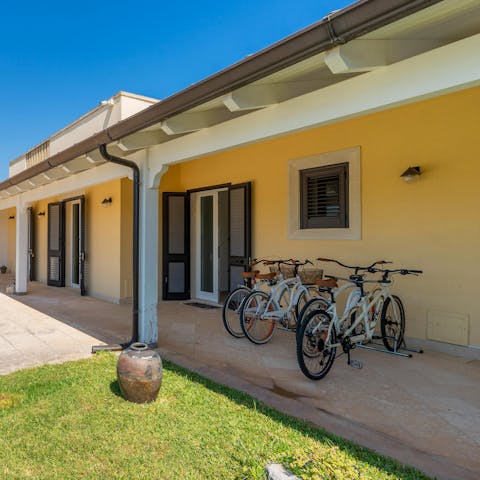 Hop on one of the complimentary bicycles and explore the area on two wheels