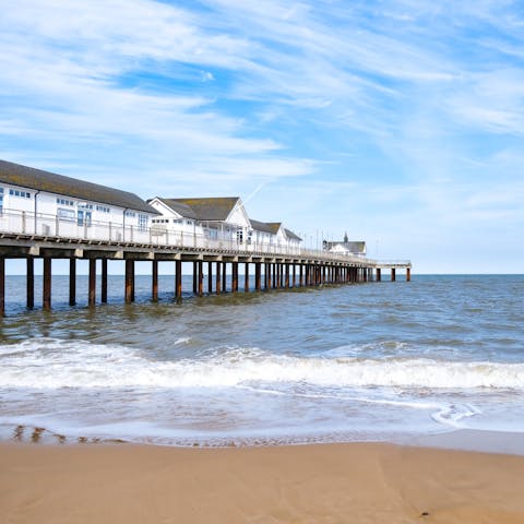 Head to Southwold's pier and beach, a seven-minute walk away