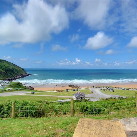 Stroll down to the golden sands of Putsborough Beach, just metres away 