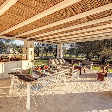 Dine alfresco on the covered terrace