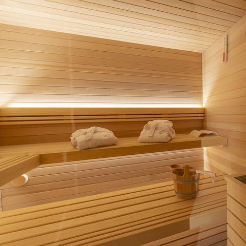 Relax your body and mind at the luxurious in-building sauna