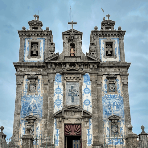 Visit the 18th-century Igreja de Santo Ildefonso, a six-minute walk away