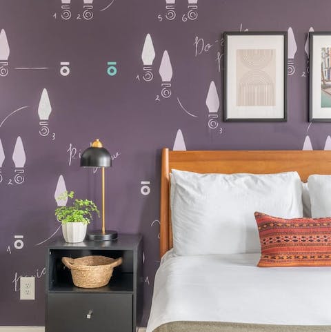 Enjoy funky feature walls in every bedroom