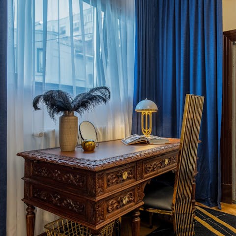 Embrace your inner F. Scott. Fitzgerald at the stylish writing desk