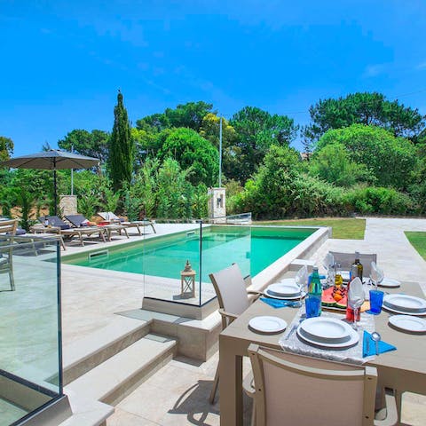 Soak up some rays in the private pool