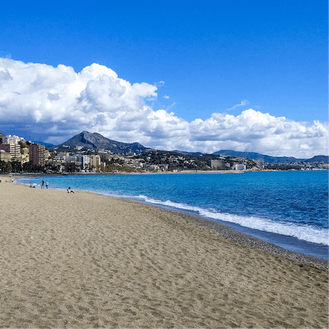Explore Malagueta Beach, just a kilometre away 