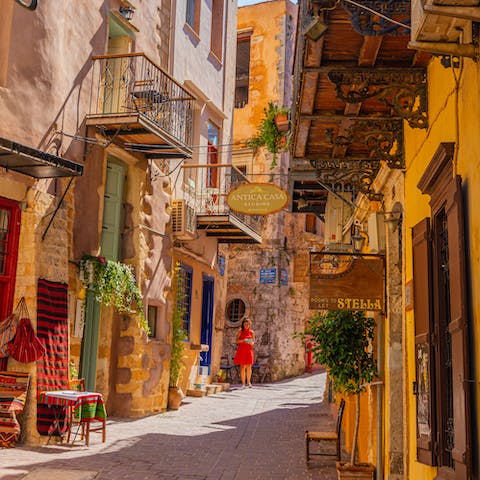 Spend more time than you bargained for exploring Chania's charms, 12km away