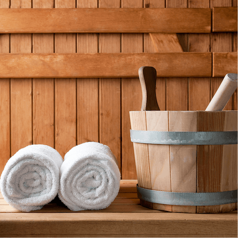 Ease aching muscles in your private sauna