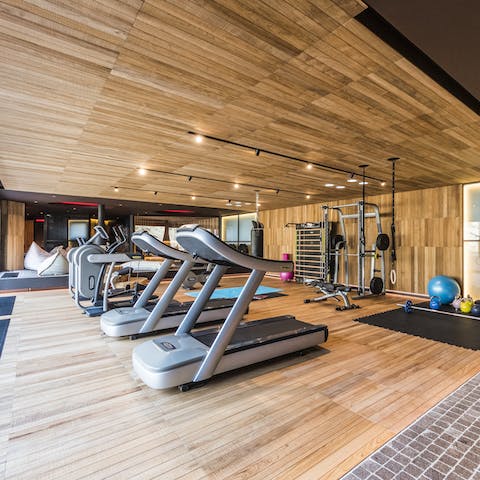 Keep up with your fitness routine in the on-site gym
