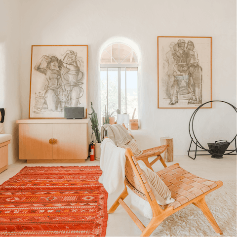 Admire the eclectic boho design inside