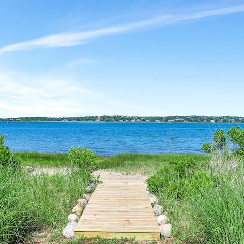 Stroll down to the shores of Lake Montauk, just beyond the lawn