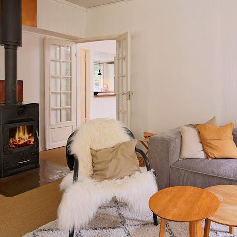 Enjoy cosy mornings relaxing by the fire with a book