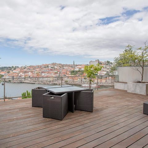 Admire the amazing views over the Douro River and Porto from the private terrace