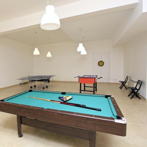 Compete with friends and family in the games room