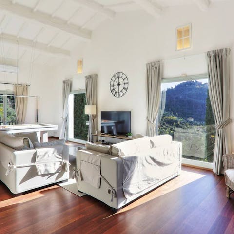 Enjoy beautiful views across the valley from the living room