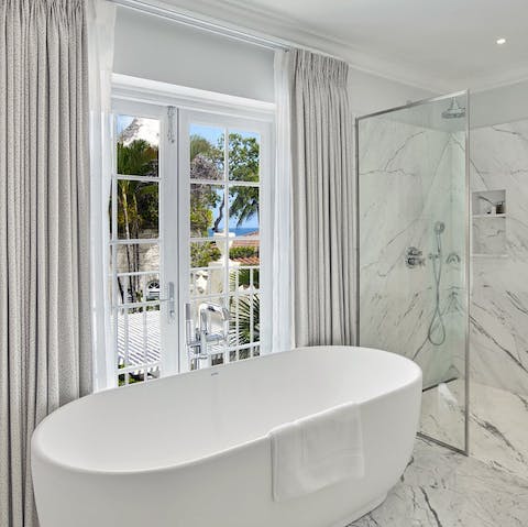 Treat yourself to a luxurious soak in one of the villa's bathtubs