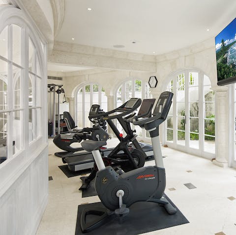 Start the day with an invigorating workout in the gym and recover in the steam room
