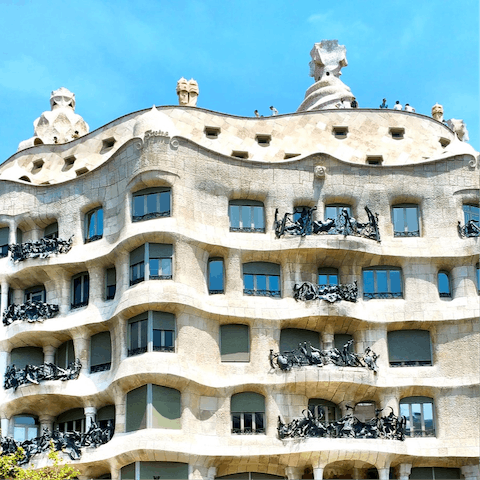 Visit the roof terrace of Casa Milà, just eleven minutes from home