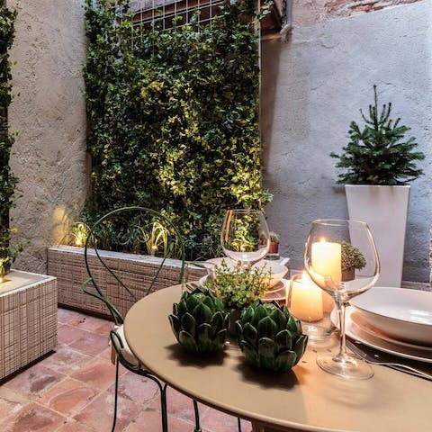 Retreat to your secluded courtyard with a glass of wine