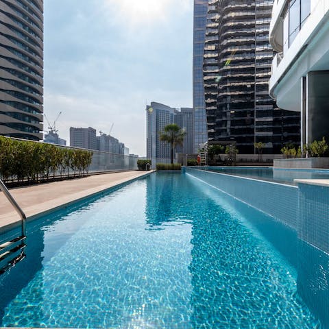 Keep active and go for a dip in the large communal pool