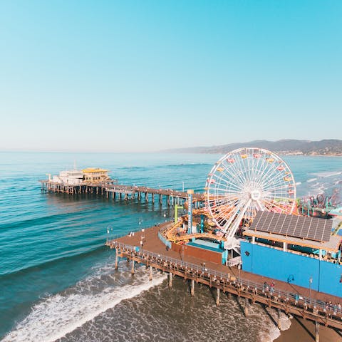 Enjoy a fun-filled day at the Santa Monica Pier, a short walk away