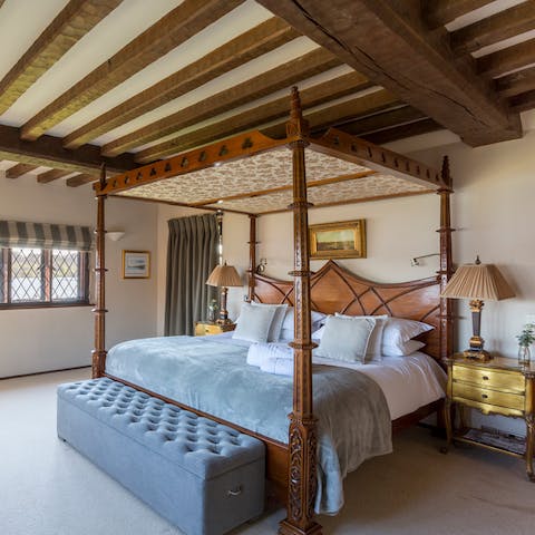 Have a dreamy night's sleep in the four-poster bed