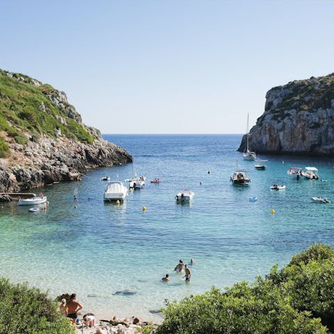 Visit some stunning beaches just a short drive away, such as Cala Binidalí