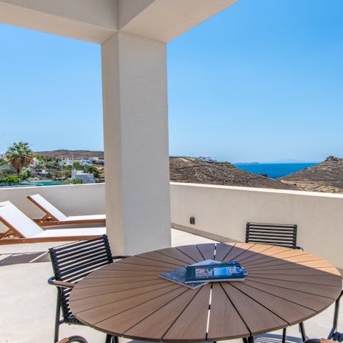 Soak up the magnificent sea vistas from the private terrace