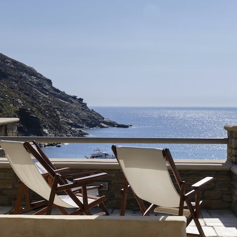 Lap up sparkling views over the Aegean Sea from the terrace