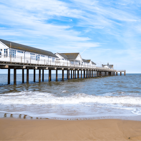 Watch the sunset from Southwold Pier, a thirteen-minute walk from your home