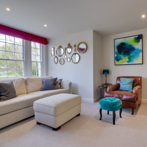 Find the comfiest spot to relax in the contemporary sitting room