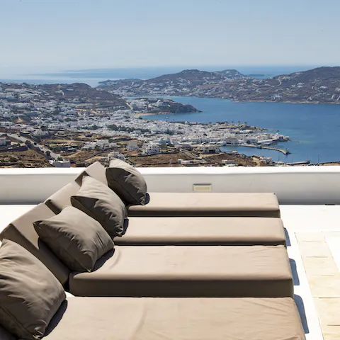 Admire the stunning views across Mykonos Town