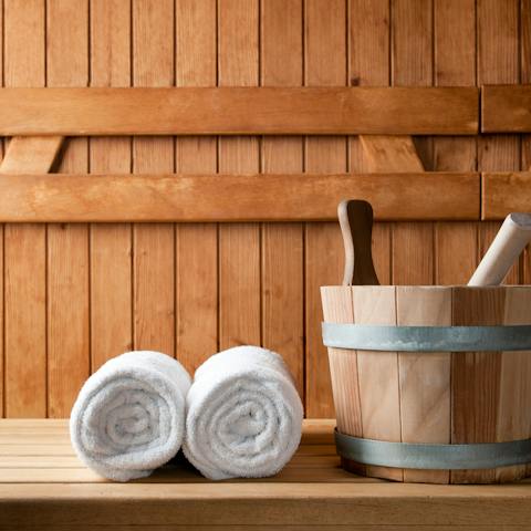 Unwind in the sauna with space for up to six people