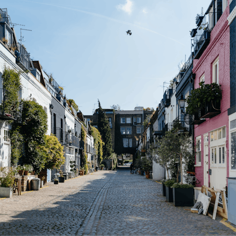 Discover the quaint, colourful streets of Notting Hill, two miles away