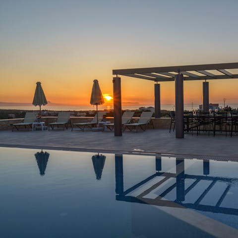 Enjoy a sunset dip in the private pool