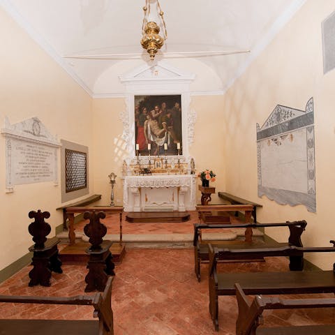 Enjoy a peaceful moment in the private chapel