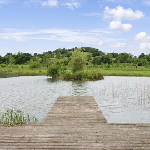 Walk just two minutes from your garden to a small but scenic lake