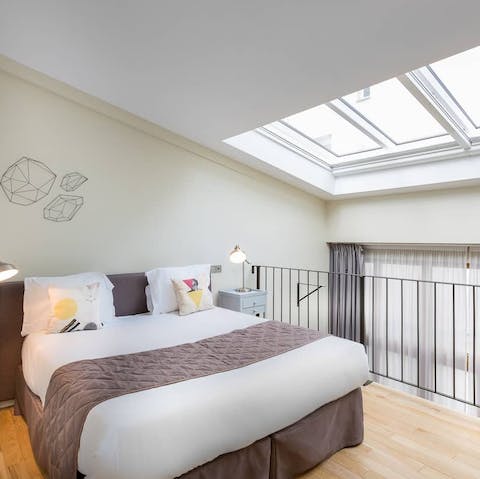 Fall asleep beneath the large skylight 