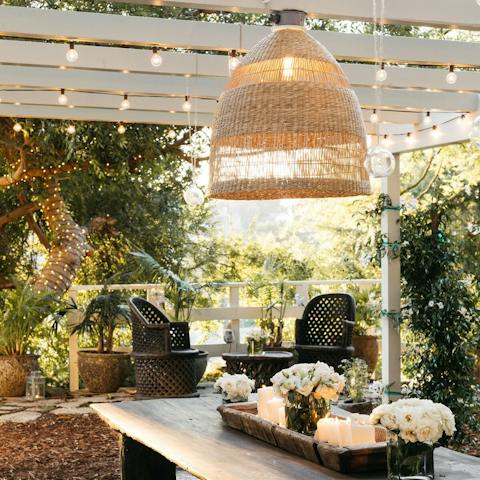 Spend evenings sipping wine in the magical backyard