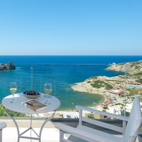 Spend the afternoon nibbling olives on your balcony, gazing at sea views