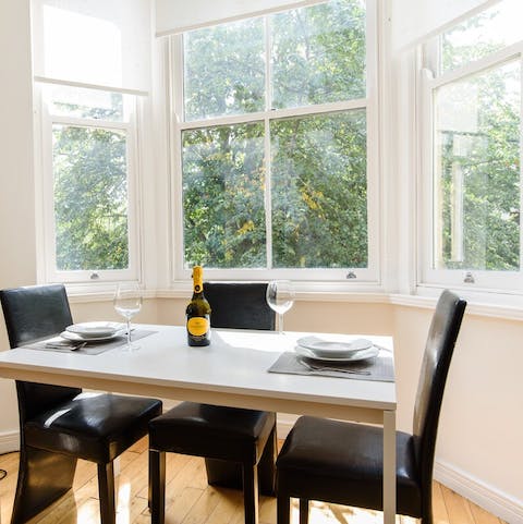 Enjoy breakfast while bathed in natural light from the bay window