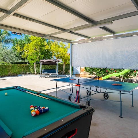 Challenge your guests to a game of pool or table tennis